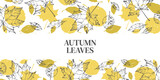 Vector illustration of dry, fallen leaves. Abstract autumn leaves. Horizontal banner on an autumn theme. For the design of textiles, invitations, promotions
