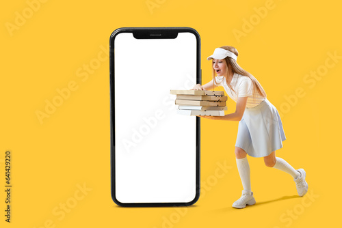 Young woman with boxes of t...