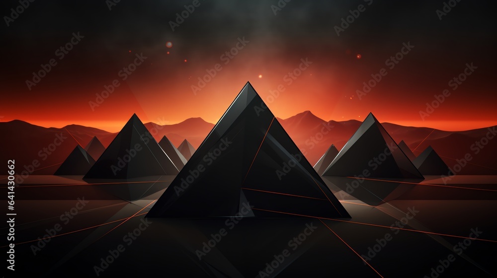 3D wallpaper abstract triangle modern glows orange, black colors
