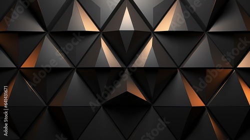 3D wallpaper abstract triangle modern glows orange, black colors 