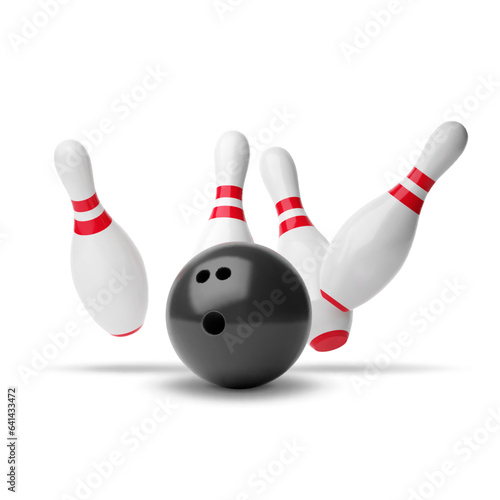 Bowling ball and pin isolated on white background. EPS10 vector