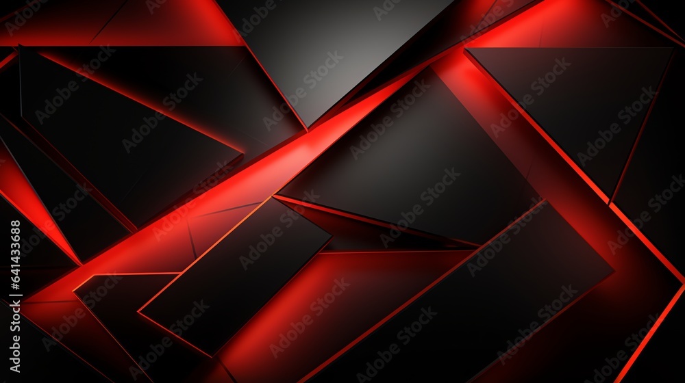 Obraz premium 3D wallpaper abstract triangle modern glows red, black colors