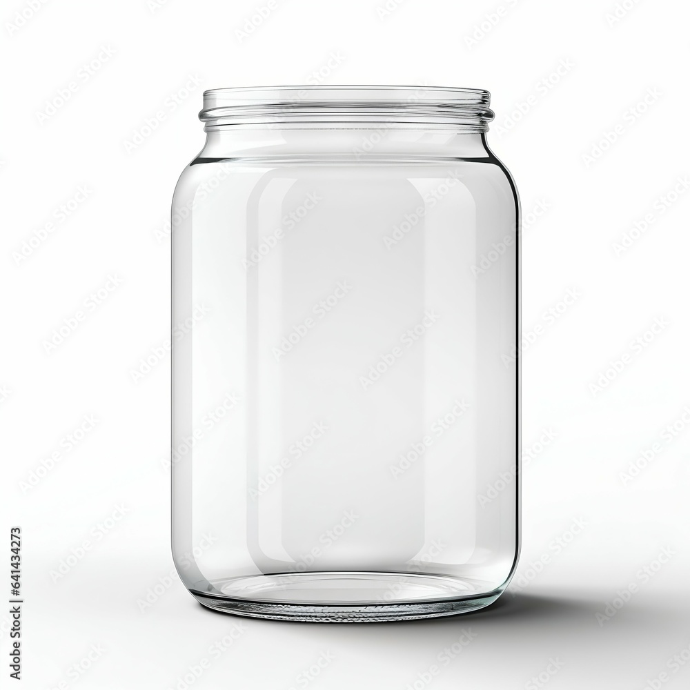 Transparent Glass Jar Isolated on White Background. Generative ai Transparent Glass Jar Isolated on White Background. Generative ai