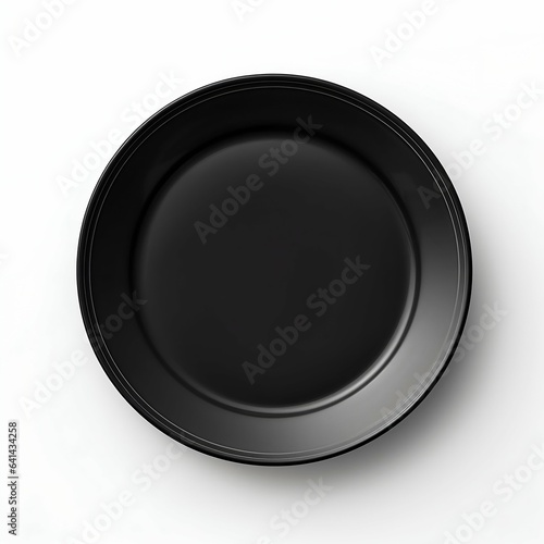 Black Circle Plate, Isolated View. Generative ai