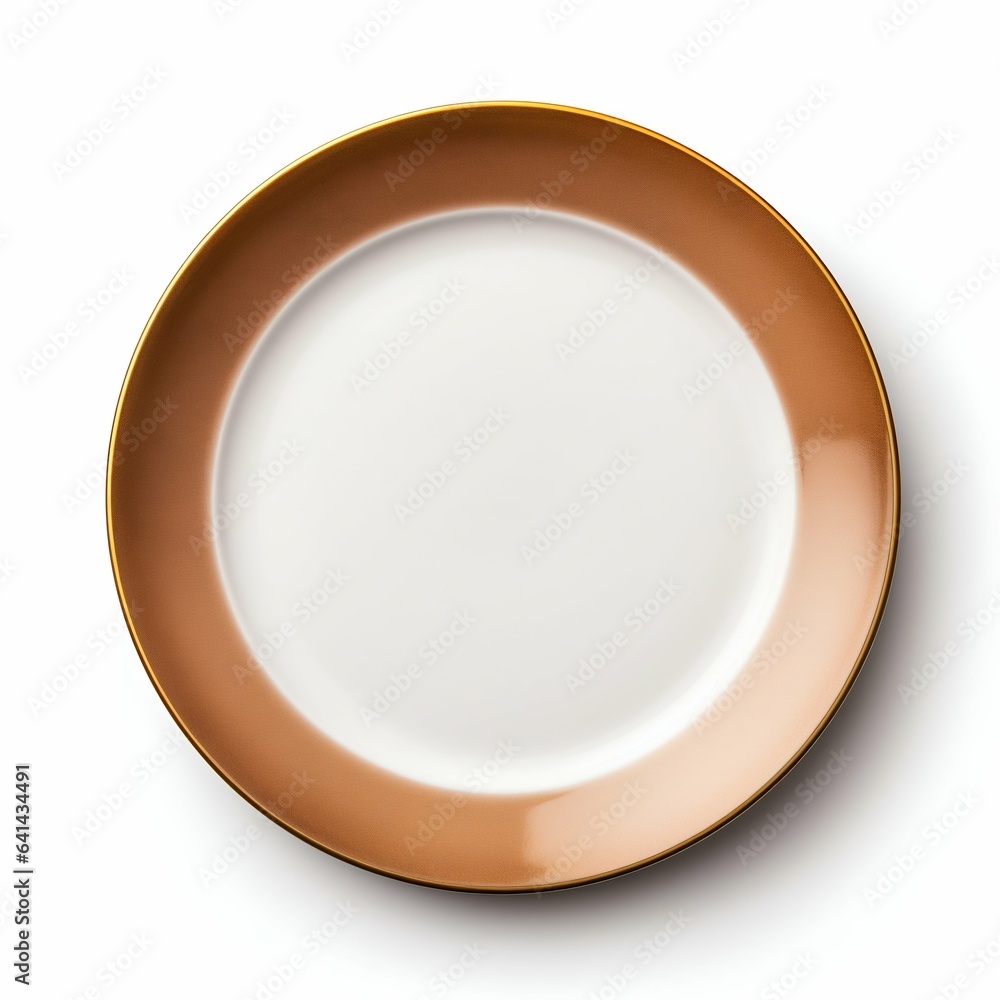 Brown Modern Circle Plate, Isolated View. Generative ai