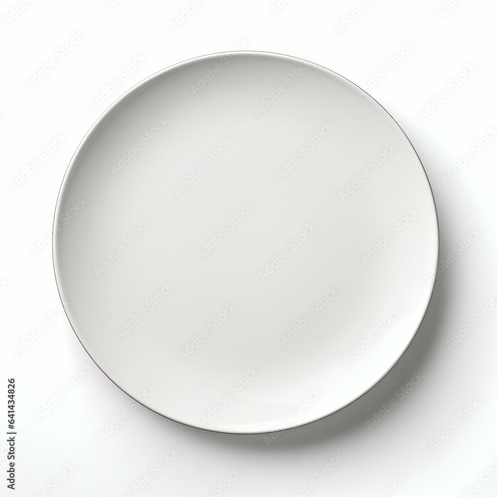 White Circle Plate, Isolated View. Generative ai