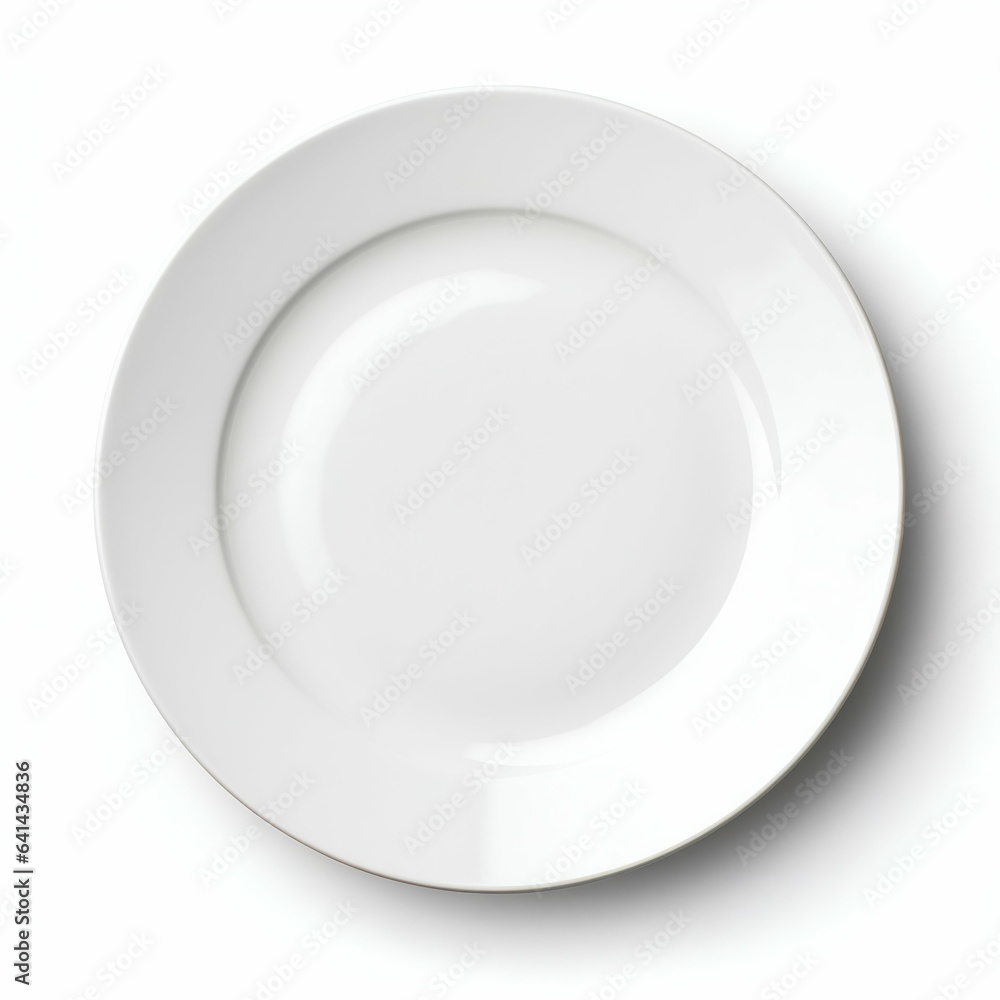 White Circle Plate, Isolated View. Generative ai White Circle Plate, Isolated View. Generative ai