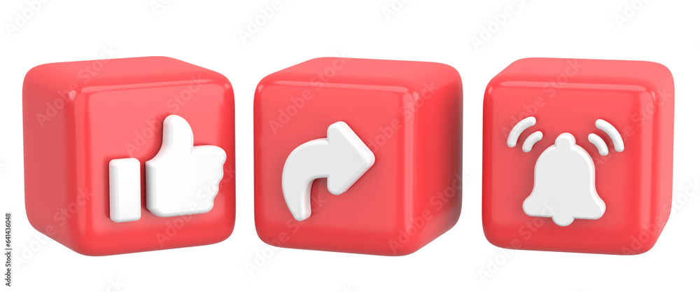 Like share subscribe icon. 3D illustration. Like share subscribe icon. 3D illustration.