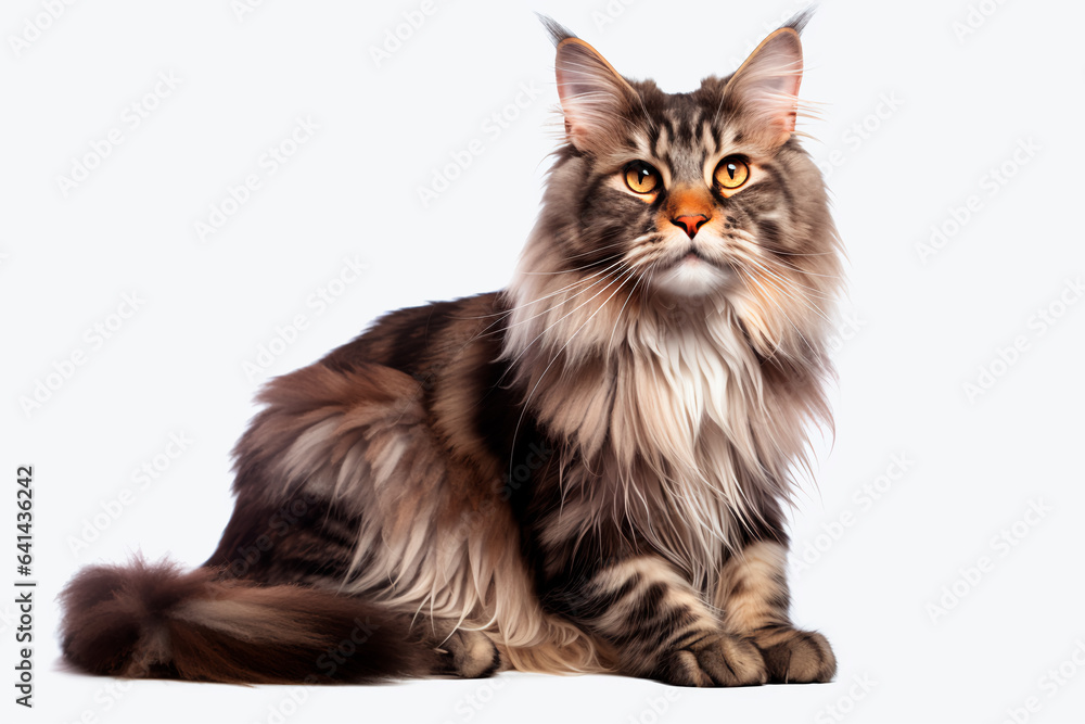 Maine coon cat on a white isolated background Maine coon cat on a white isolated background