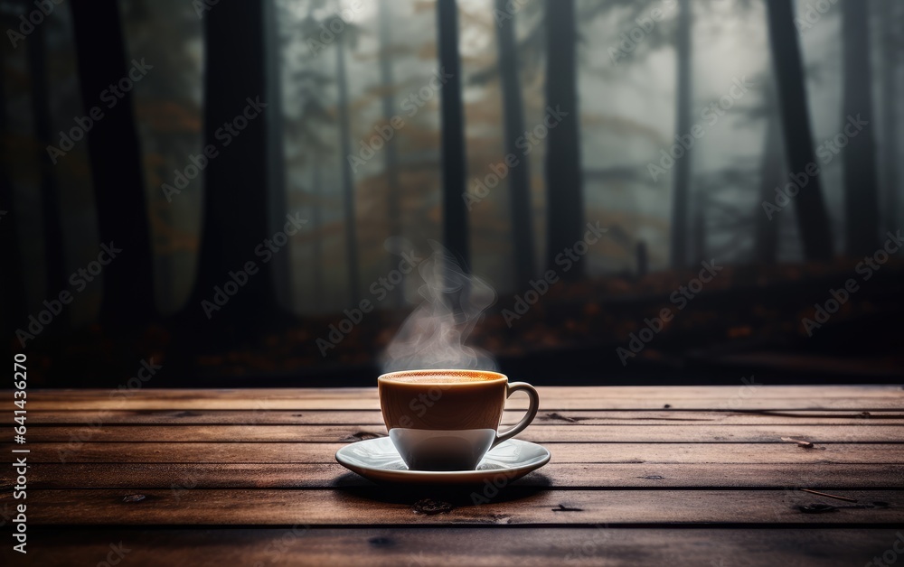 Autumn nature view, warm mug of coffee. autumn weather. warming hot drink. Autumn nature view, warm mug of coffee. autumn weather. warming hot drink.
