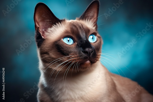 Siamese cat on a black isolated background