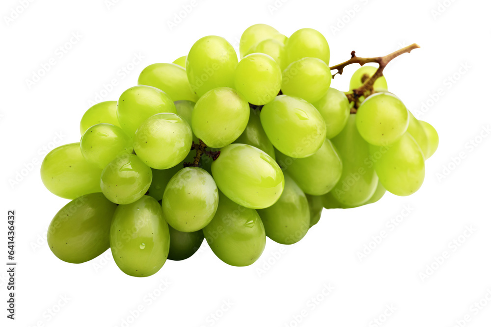 bunch of green grapes isolated on a transparent background