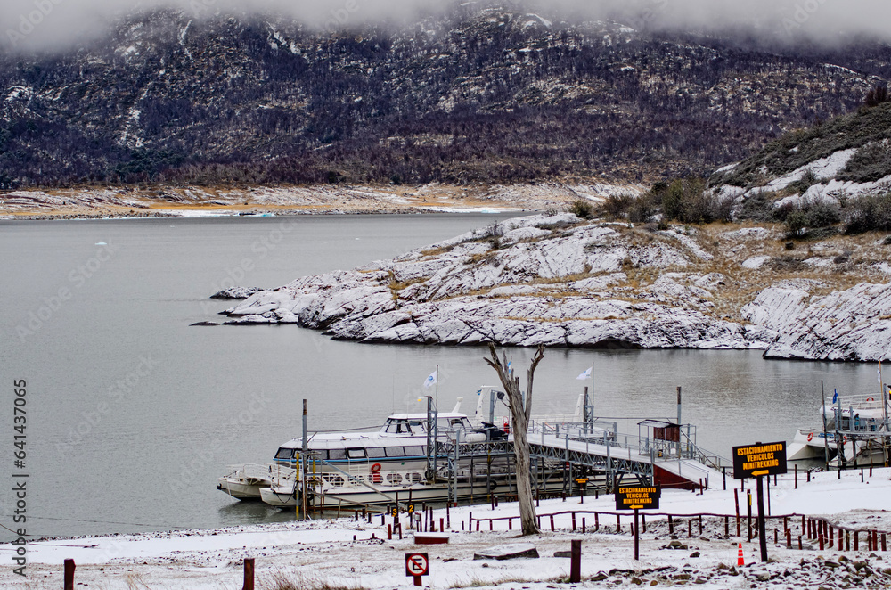 boat in the snow (National Park Los Glaciares, Patagonia)