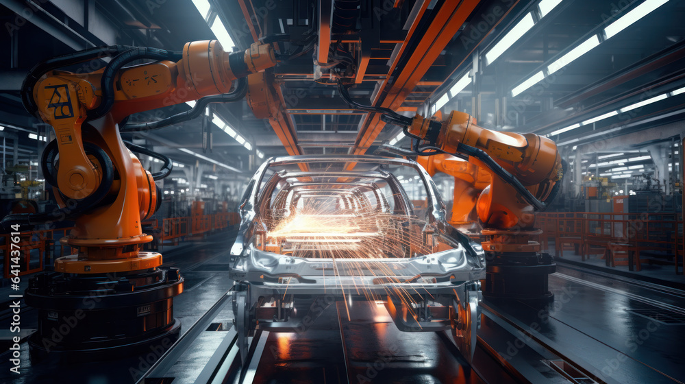 Robot Automobile assembly line production. Robot Automobile assembly line production.