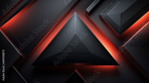3D wallpaper abstract triangle modern glows orange black photo