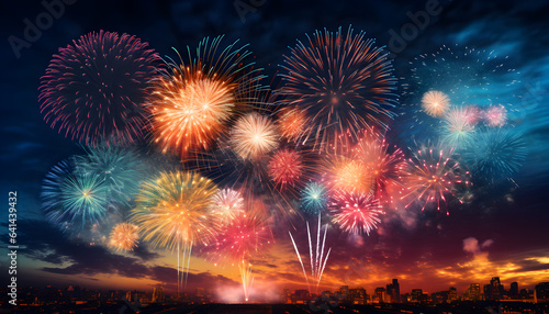 Silvester celebration with colorful fireworks on New Year's Eve - Generativ AI