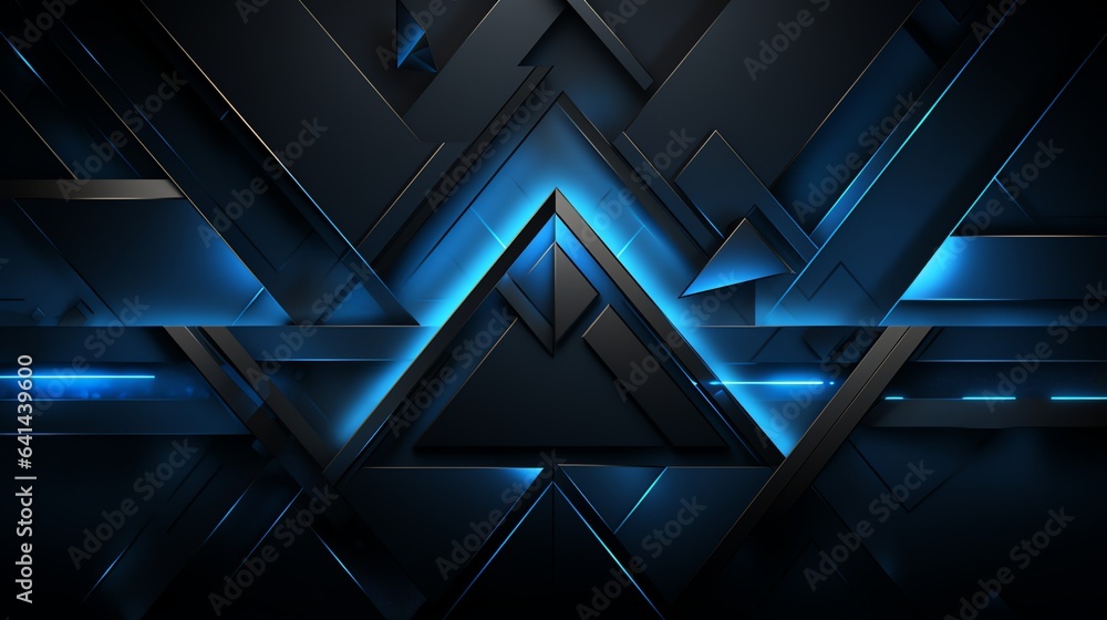 3D wallpaper abstract triangle modern glows blue