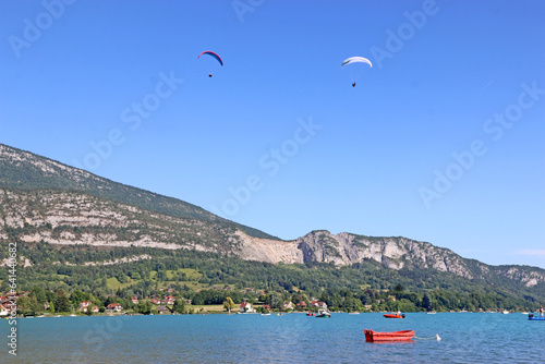 Paragliders at Lake Annecy in France