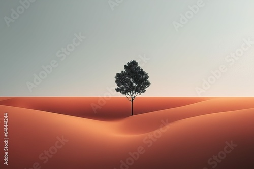 3 d illustration of desert with trees and mountains3 d illustration of desert with trees and mountai photo