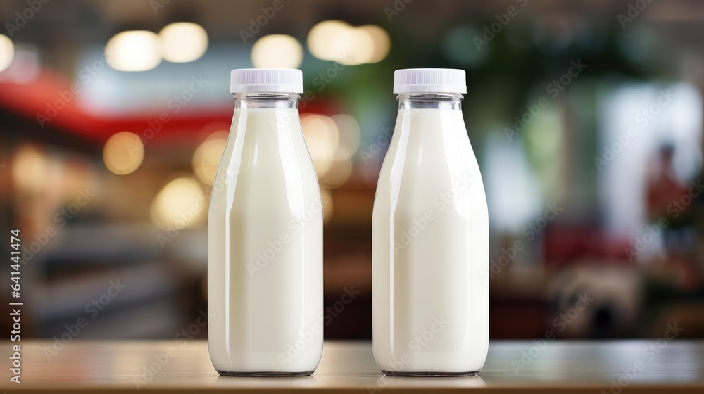 Fresh milk bottle in a supermarket Fresh milk bottle in a supermarket