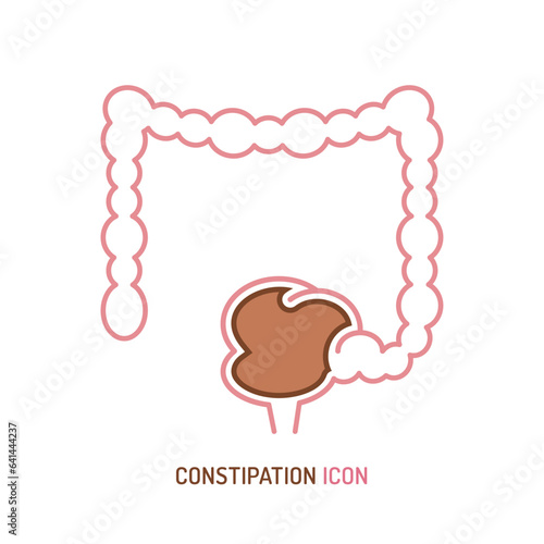 Constipation pictogram, symbol. Retention of feces problem.