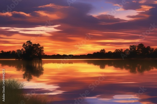 beautiful sunset over the lakebeautiful sunset over the lakebeautiful sunset on the lake © Shubham