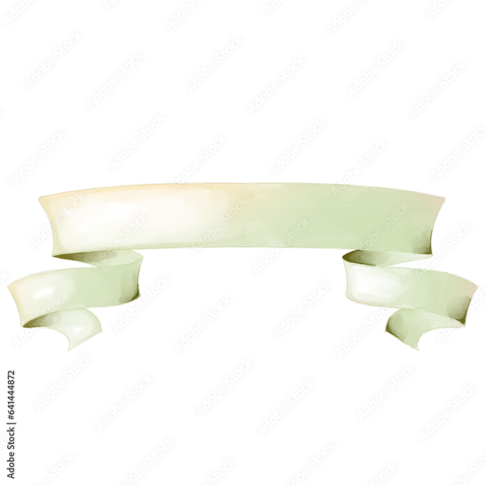 Watercolor Green Ribbon Banner Watercolor Green Ribbon Banner