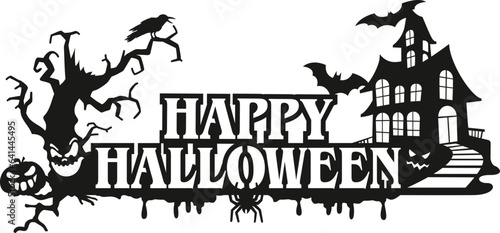 Halloween-Silhouetten Schriftzug. Für Lasercutting, CNC-Fräsen und Folienplott optimiert.