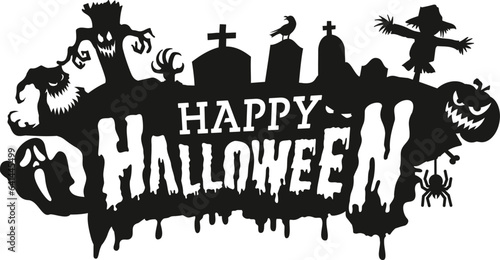 Halloween-Silhouetten Schriftzug. Für Lasercutting, CNC-Fräsen und Folienplott optimiert.
