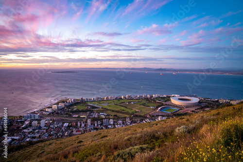 Signal Hill sunset viewpoint over Cape Town in Western Cape, South Africa
