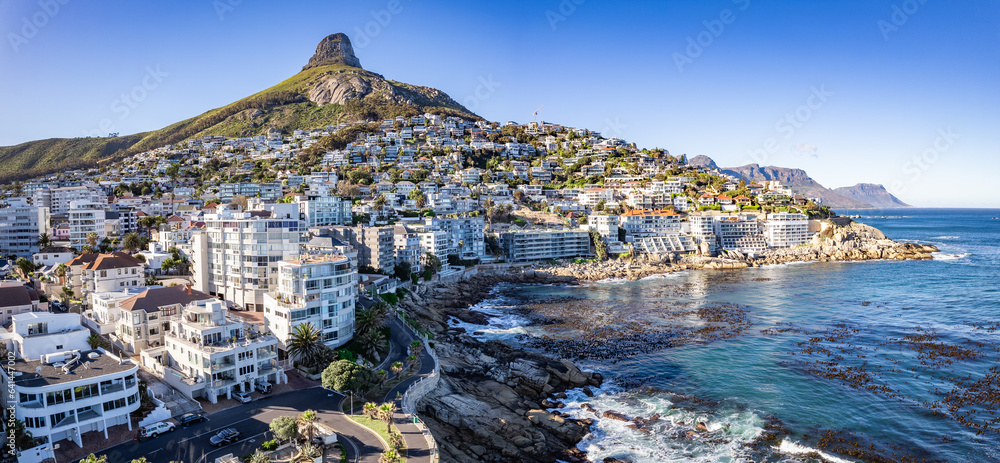 Fototapeta premium Aerial View of Sea Point and its tidal pool in Cape Town, western Cape, South Africa