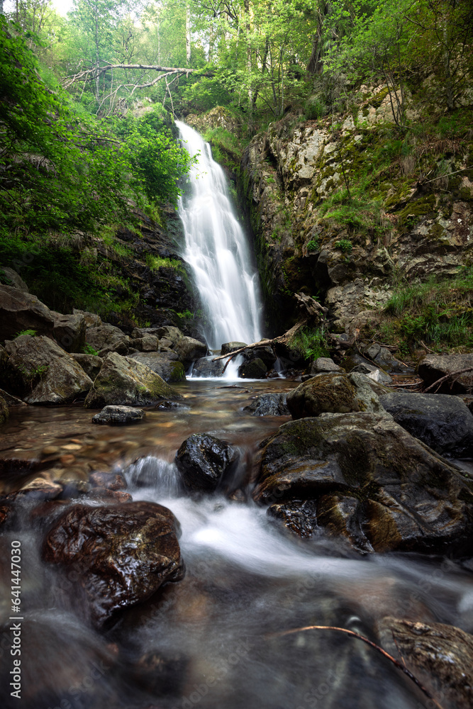 Naklejka premium Todtnauer Wasserfall im Schwarzwald Nationalpark mit Wald in Baden-Württemberg in Deutschland