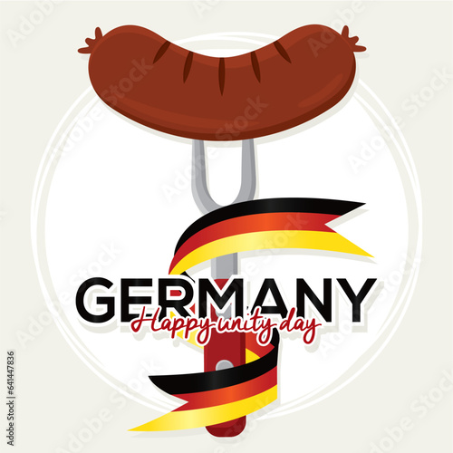 Isolated fork with german sausage and flag of Germany Vector