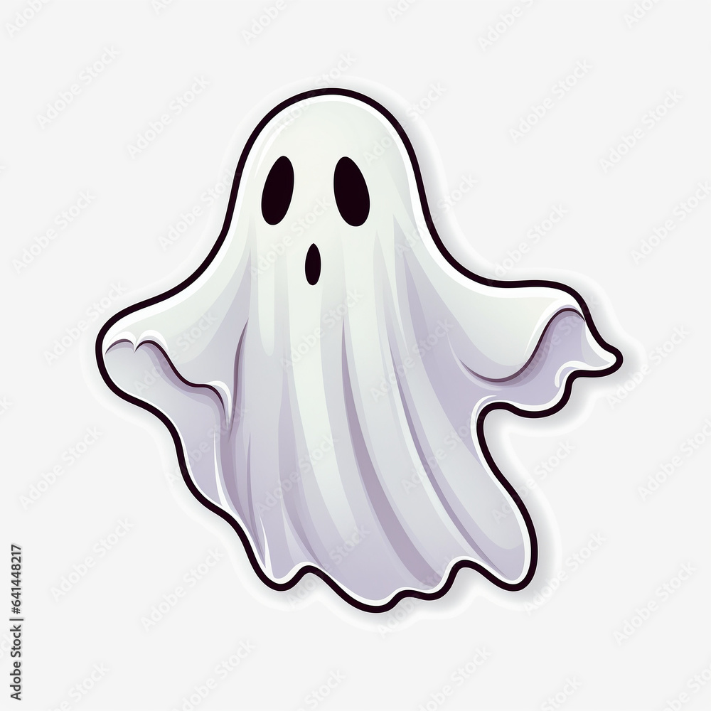 halloween little cute ghost sticker isolated on white background, AI generation halloween little cute ghost sticker isolated on white background, AI generation