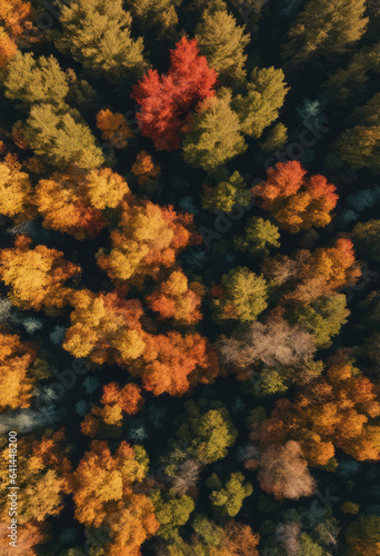 Top Down View Of An Autumn Forest