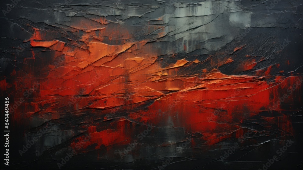 A painting of a red and black abstract background