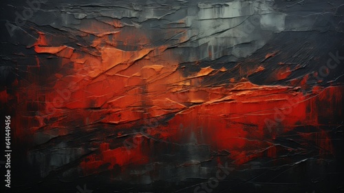 A painting of a red and black abstract background