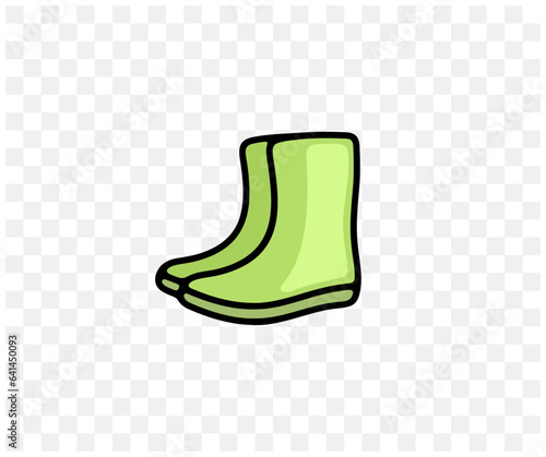 Rubber boots, gumboots, watertight shoes, colored graphic design. Footwear, footgear, boots, waterproof, gardening and horticulture, vector design and illustration