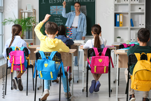 Little pupils with backpack...