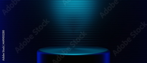 3d illustration rendering of technology futuristic cyberpunk display, gaming scifi stage pedestal background, gamer banner sign of neon glow stand podium for product sale