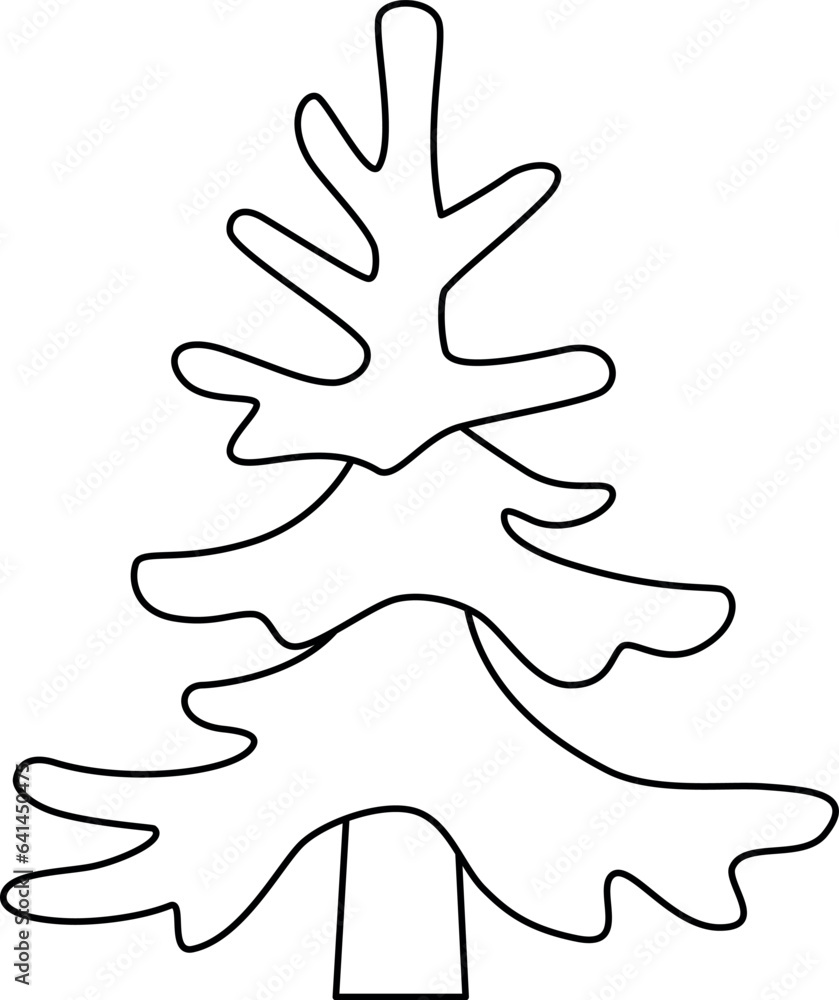 Spruce, coniferous evergreen tree - vector linear picture for coloring. Outline. The Christmas tree is small, a stylized image of a plant. Spruce, coniferous evergreen tree - vector linear picture for coloring. Outline. The Christmas tree is small, a stylized image of a plant.