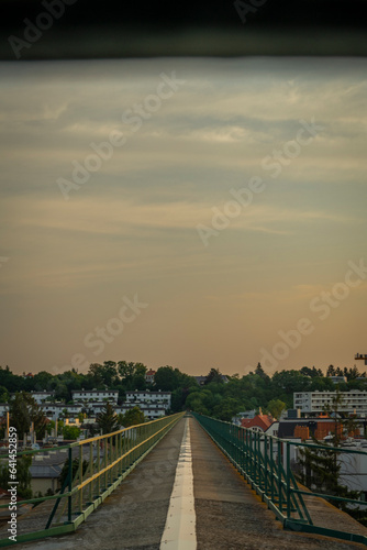 Aqueduct in Liesing part of capital Wien city in color morning