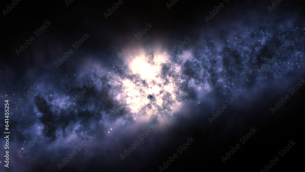 Fototapeta premium 3D rendering of a bright galaxy consisting of nebulae and star clusters