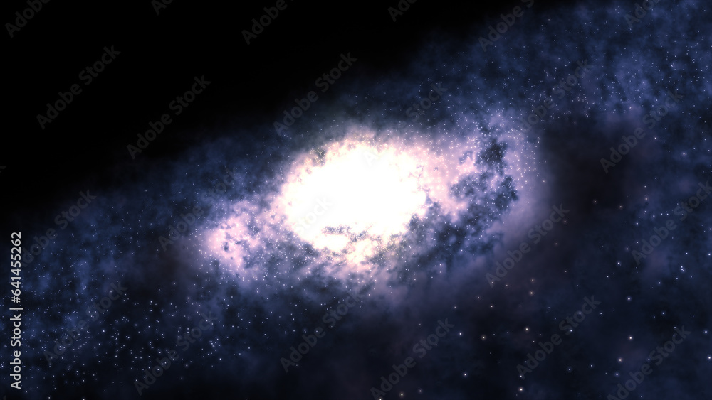 Obraz premium 3D rendering of a bright galaxy consisting of nebulae and star clusters