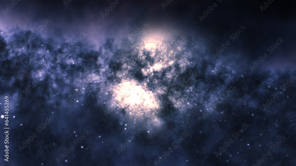 Fototapeta premium 3D rendering of a bright galaxy consisting of nebulae and star clusters