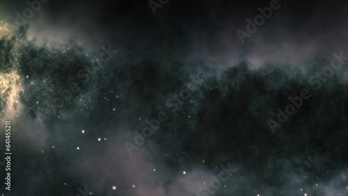 3D rendering of a bright galaxy consisting of nebulae and star clusters © Vitaly