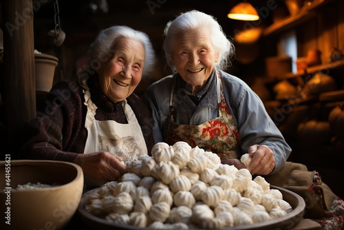 National Dumpling Day. Happy people make and eat dumplings. AI Generated. 