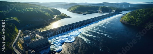 Aerial view of large hydro power project photo