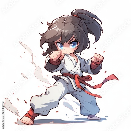 Wallpaper Mural serene battle monk in chibi anime style, Generative AI Torontodigital.ca