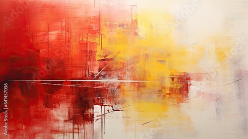 Modern abstract art painting wityh red and yellow color paint © Photo And Art Panda